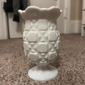 Westmoreland Milk Glass Old Quilt Vase